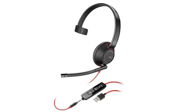 Poly Blackwire 5210 Corded Mono Headset USB-A, 3.5mm (207577-201) - SourceIT