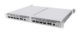 Two MikroTik CRS804 DDQ switches side by side in 1U