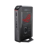 ASUS ROG NUC 15 left side with slash edge RGB lighting illuminated