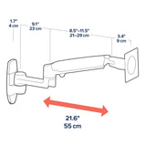 Ergotron LX Wall Mount Monitor Arm Matte Black (45-243-224) - diagram