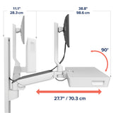 Ergotron CareFit™ Combo System with Worksurface (45-619-251) - diagram