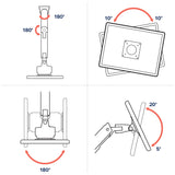 Ergotron HX Wall Monitor Arm with VHD Pivot for Extreme-Depth Curved Screens White (45-694-216) - diagram