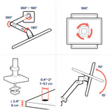 Ergotron LX Pro Desk Monitor Arm, Grommet Mount Black (45-708-292) - diagram