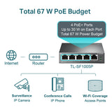 TP-Link TL-SF1005P desktop PoE+ switch mode switch detail