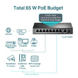 TP-Link TL-SF1009P desktop PoE+ switch mode switch detail