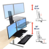 Ergotron WorkFit-S, Dual Workstation with Worksurface Black (33-349-200) - diagram