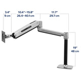 Ergotron LX Sit-Stand Desk Arm Polished Aluminum (45-360-026) - diagram