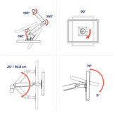 Ergotron LX HD Sit-Stand Desk Arm Polished Aluminum (45-384-026) - diagram