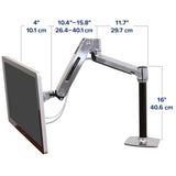 Ergotron LX HD Sit-Stand Desk Arm Polished Aluminum (45-384-026) - diagram