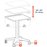 Ergotron LearnFit Mobile Sit-Stand Desk Short 29 to 45" (24-547-003) - diagram