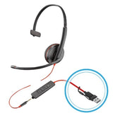 HP Poly Blackwire 3215 Monaural w/3.5mm,USB-C&A Headset