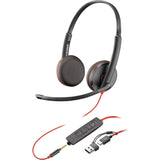 HP Poly Blackwire 3225 Stereo w/3.5mm,USB-C&A Headset