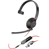HP Poly Blackwire 5210 Monaural w/3.5mm,USB-C&A Headset