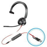 HP Poly Blackwire 3315 Monaural UC w/3.5mm, USB-C&A Headset