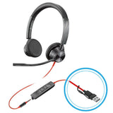HP Poly Blackwire 3325 Stereo UC w/3.5mm,USB-C&A Headset