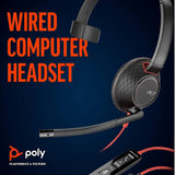 HP Poly Blackwire 5210 Monaural w/3.5mm,USB-C&A Headset