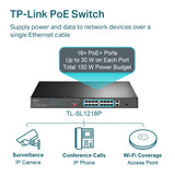 TP-Link TL-SL1218P PoE+ switch rear panel