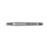 Allied Telesis FS980M/28PS 24-port Fast Ethernet PoE+ stackable switch, angled view