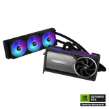 ASUS ROG Astral LC GeForce RTX 5090 32GB GDDR7 OC Edition graphics card - front with NVIDIA badge