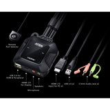 ATEN CS22H KVM switch built-in cables