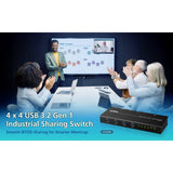 ATEN US3344i 4 x 4 USB 3.2 Gen 1 industrial sharing switch alternate view