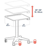 Ergotron LearnFit Mobile Sit - Stand Desk Short 29 to 45" (24 - 547 - 003)