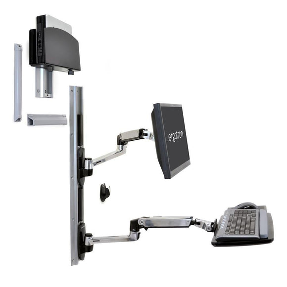 Ergotron LX Wall Mount System with Medium Silver CPU Holder (45 - 247 - 026)