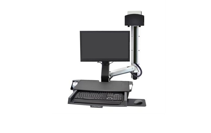 Ergotron SV Combo System with Worksurface & Pan, Small CPU Holder Alum ...