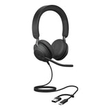 Jabra Evolve2 40 SE MS Stereo Wired Headset + USB - C/A Adapter