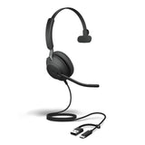 Jabra Evolve2 40 SE UC Mono Wired Headset + USB - C/A Adapter
