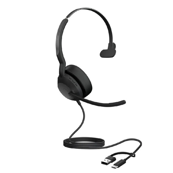 Jabra Evolve2 50 MS Mono Headset + USB - C/A Adapter (25089 - 899 - 799)