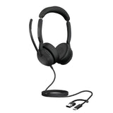 Jabra Evolve2 50 MS Stereo Headset + USB - C/A Adapter (25089 - 999 - 799)