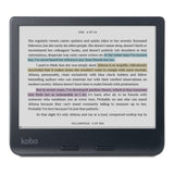 Kobo Libra Colour black e-reader — front view in landscape mode