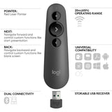 Logitech R500s Red Laser Wireless Presenter- Mid Grey