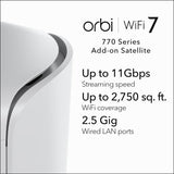 NETGEAR Orbi 770 Tri - Band WiFi 7 Mesh Add - on Satellite (RBE770 - 100APS)