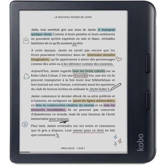 Rakuten Kobo Libra Colour Black 7 inch E - Reader (N428 - KU - BK - K - CK)