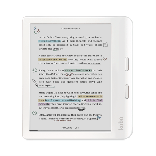 Rakuten Kobo Libra Colour White 7 inch E - Reader (N428 - KU - WH - K - CK)