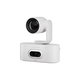 Logitech Rally AI Camera Pro Off-White, three-quarter front angle showing both cameras