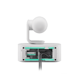 Logitech Rally AI Camera Pro Off-White, rear view showing PoE++ and USB connections