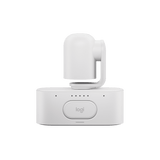 Logitech Rally AI Camera Pro Off-White with privacy shutter closed