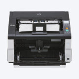 Ricoh fi-7900 with a completed batch in the elevator stacker