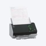 Ricoh fi-8040 scanner with documents loaded, right side view