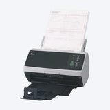 Ricoh fi-8150 scanner with documents loaded in the ADF