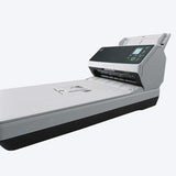 Ricoh fi-8270 scanner left view, closed, showing the LCD panel