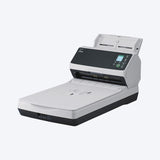 Ricoh fi-8290 scanner left view, closed, showing the LCD panel
