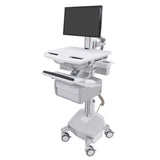 Ergotron StyleView® Cart with LCD Pivot, LiFe Powered, 2 Tall Drawers (2x1), UK (SV44-13C2-3)