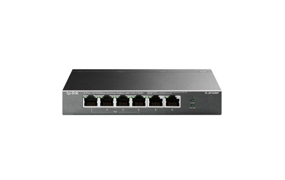 TP - Link 6 - Port 10/100 Mbps Desktop Switch with 4 - Port PoE+ (TL - SF1006P) - SourceIT