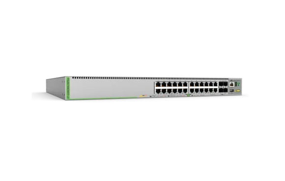 Allied Telesis 20-ports 10/100/1000T PoE+ and 4-ports 100M/1/2.5/5G PoE+ stackable switch with 4 SFP+ ports and a single fixed power supply (AT-GS980MX/28PSm-30) - SourceIT