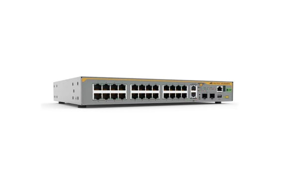 Allied Telesis 24-port 10/100/1000T switch, with 2 x 1/2.5/5/10G copper ports, 2 x SFP/SFP+ ports, and 1 fixed PSU (AT-x330-28GTX-30) - SourceIT