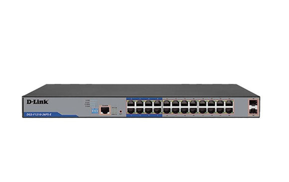 DLINK 250M 24-Port 1000Mbps PoE Switch with 2 SFP Ports (DGS-F1210-26PS-E) - SourceIT